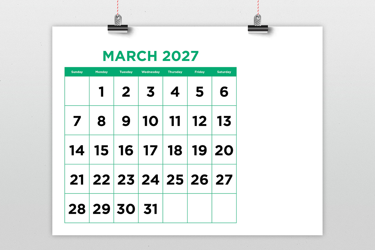 2027 Large No. Color 8.5x11 Calendar, a Stationery Template by Running With Foxes (Photo 3 of 6)