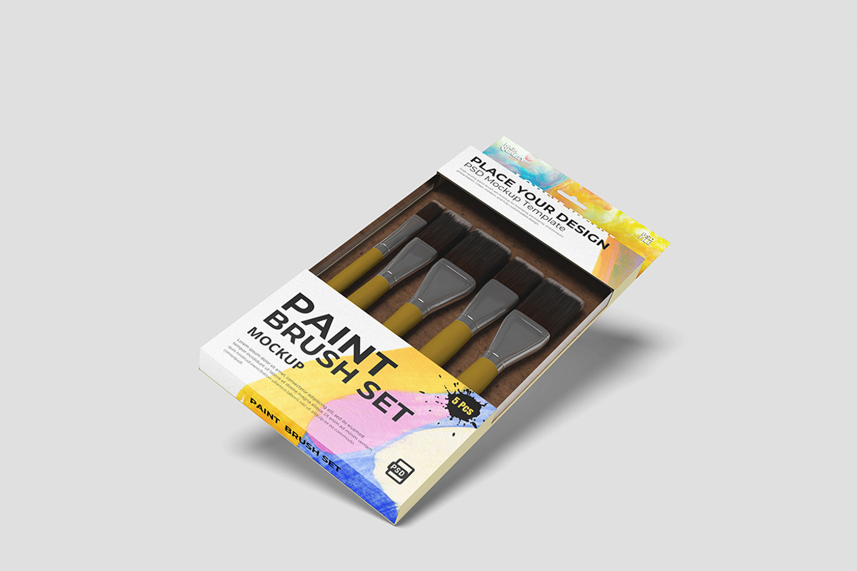 Paint Brush Set Mockup, a Product Mockup by bimockup (Photo 4 of 6)