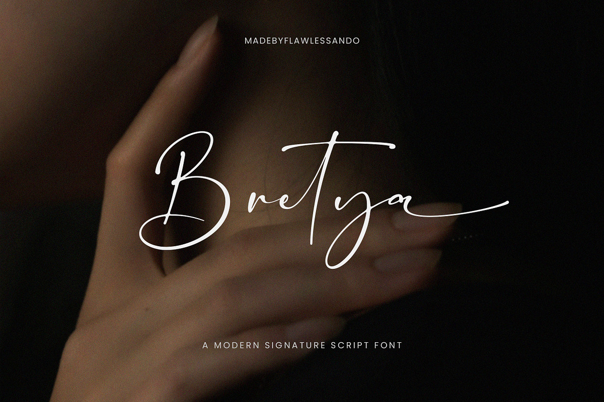 Bretya - Signature Script Font, a Script Font by Flawless And Co (Photo 1 of 10)