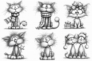Whimsical Christmas Cat Clipart, an Illustration by Libby Wishes (Thumbnail 2 of 9)