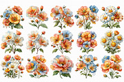 Colorful Flowers Clipart, an Illustration by Libby Wishes (Thumbnail 2 of 6)