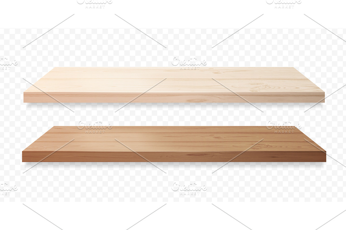 Realistic wooden shelves. 3d shelf, an Object Illustration by Stock-Smart-Start