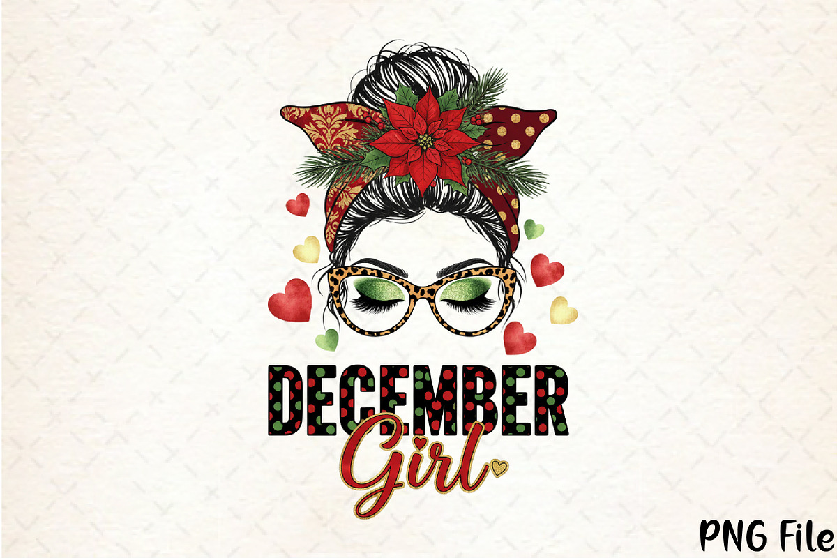 Messy Bun Month Girls Png, a Seasonal Illustration by YA Design (Photo 1 of 4)