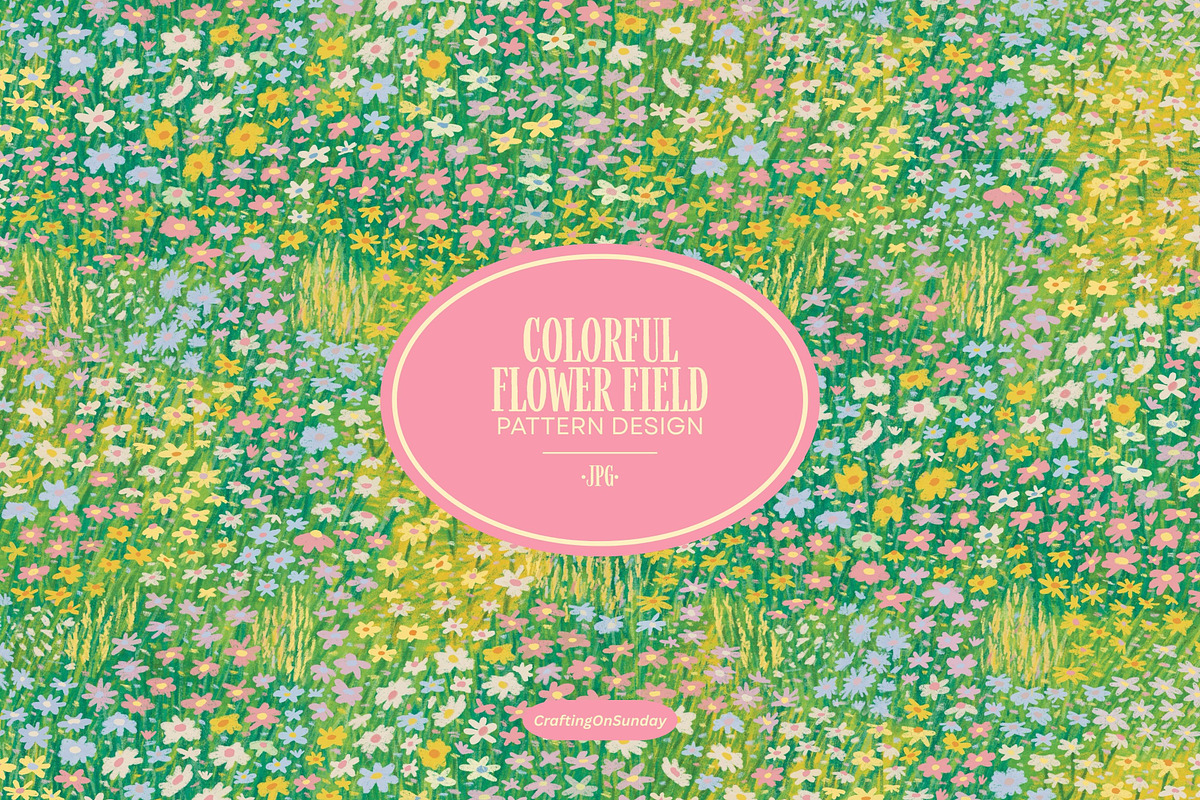 Flower Field Seamless Pattern, a Decorative Illustration by CraftingOnSunday (Photo 1 of 6)