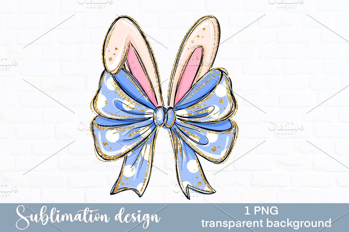 Blue Easter bow. Easter bunny, a Seasonal Illustration by LoLoArt (Photo 1 of 3)