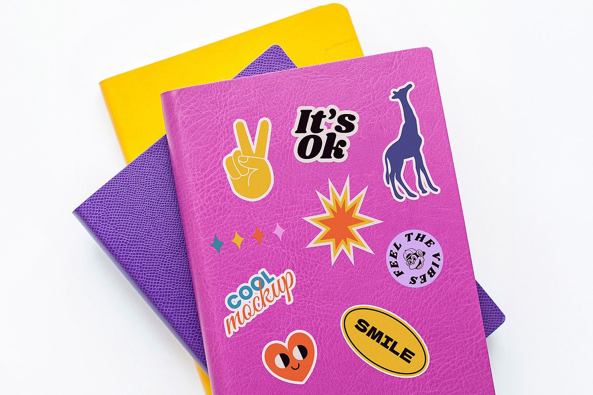 Notebook Cover Stickers Mockups, a Mockup by Luuqas Design (Photo 2 of 2)