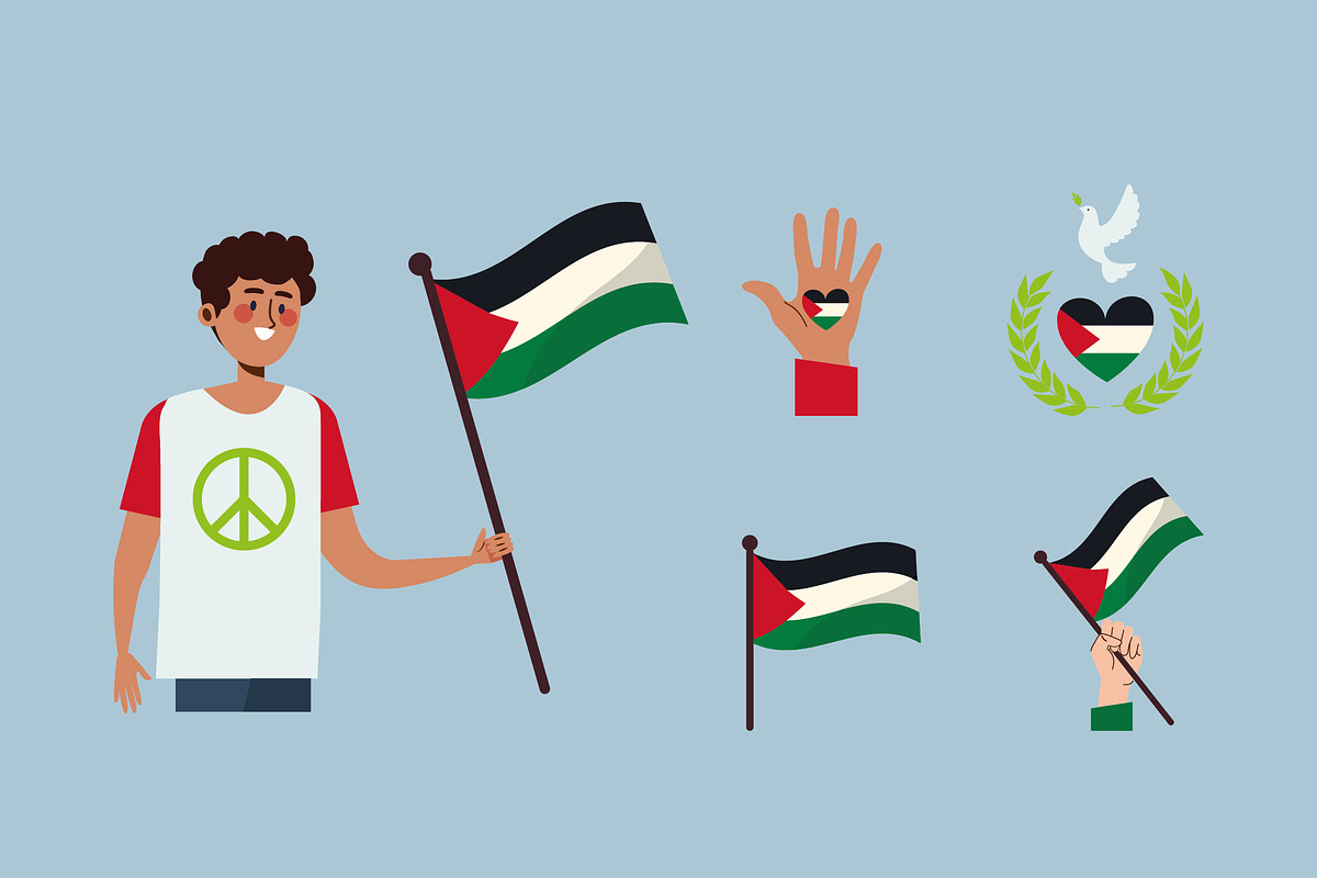 Palestine Flag Elements Set