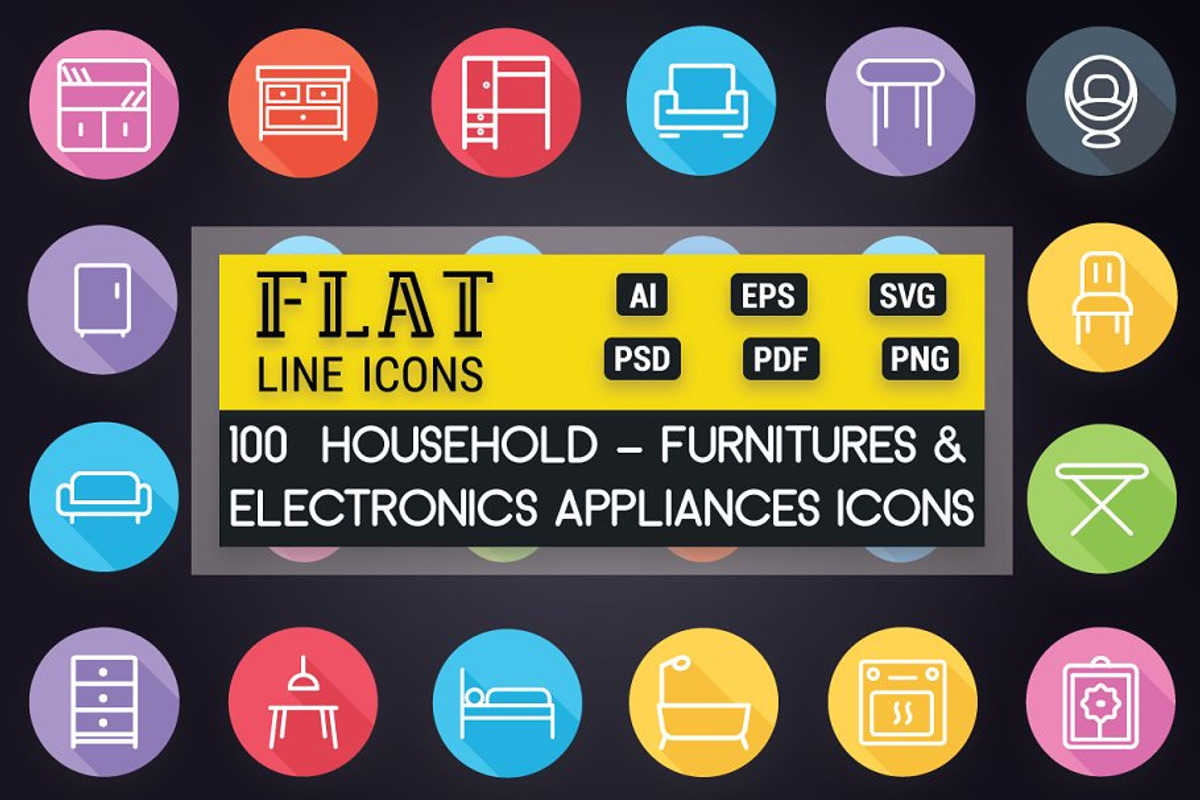 Home Appliances and Furniture Icons, an Outline Icon by FlatLineIcons (Photo 1 of 7)