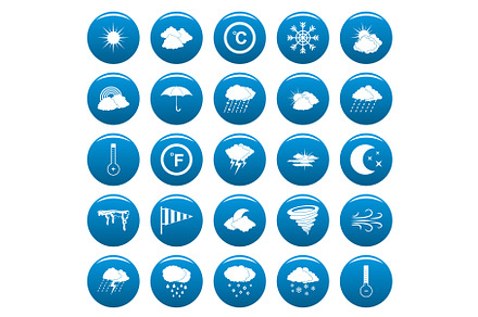 Weather vector icons set blue, an Illustration by Ylivdesign