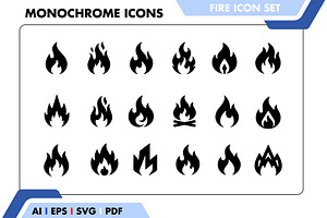 Fire Flame Icon Set – Minimal Solid, a Solid Icon by Fontmine Studio