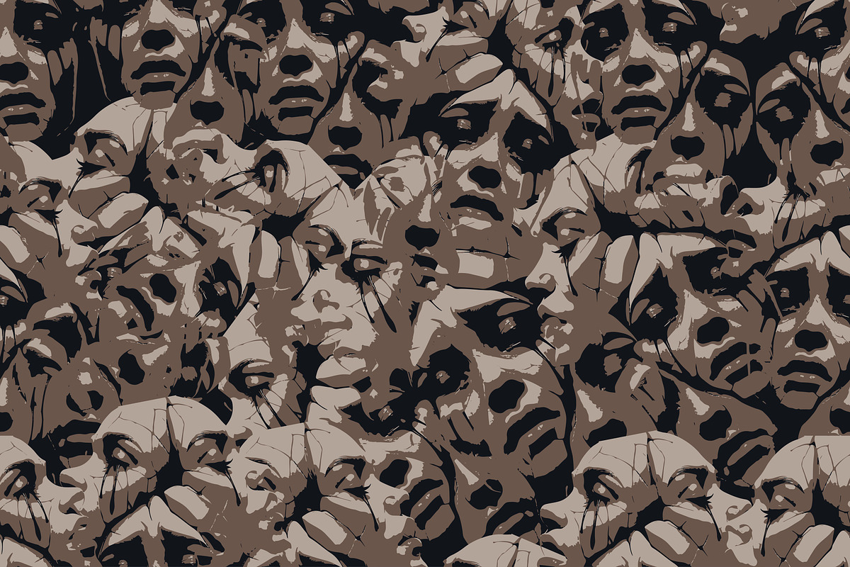 horror sad women face, a Pattern Graphic by AAN Seamless Shop (Photo 2 of 2)