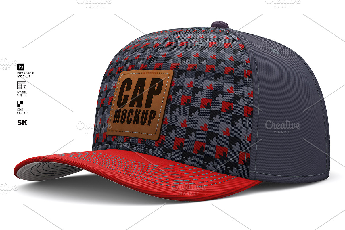 6-Panel Cap Mockup - Full Fabric PSD, a Hat Mockup by LESZ Design (Photo 11 of 12)