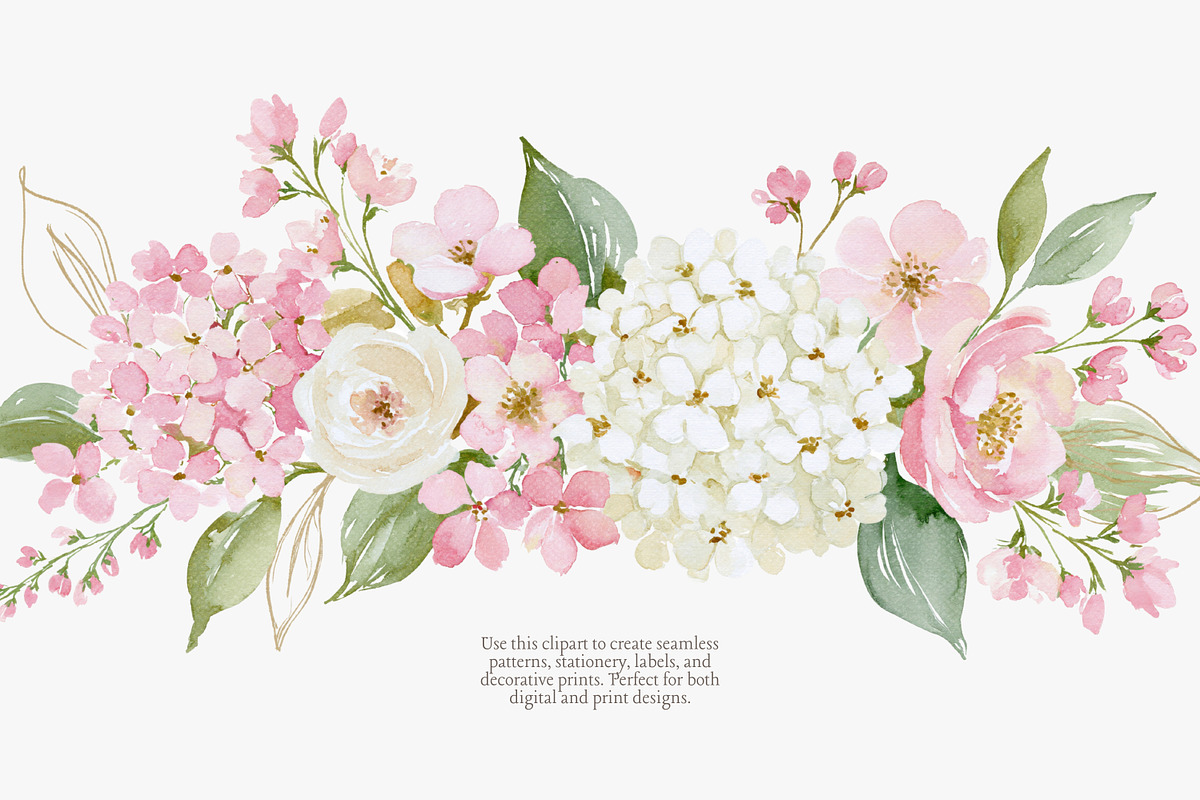 blush hydrangea clipart collection, a Decorative Illustration by Patishop Art (Photo 8 of 9)