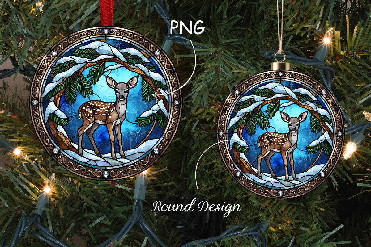Stained Glass Fawn Ornament Art, a Transportation Illustration by CrexoraLab (Photo 1 of 3)