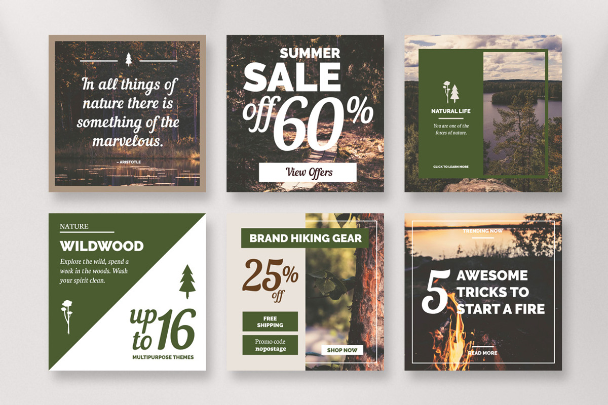 WILDWOOD Instagram Templates Pack, a Social Media Template by Mikko Lemola (Photo 4 of 6)