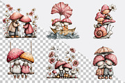 Whimsical Mushroom Couple Clipart Bu, an Illustration by SVGArt (Thumbnail 3 of 8)