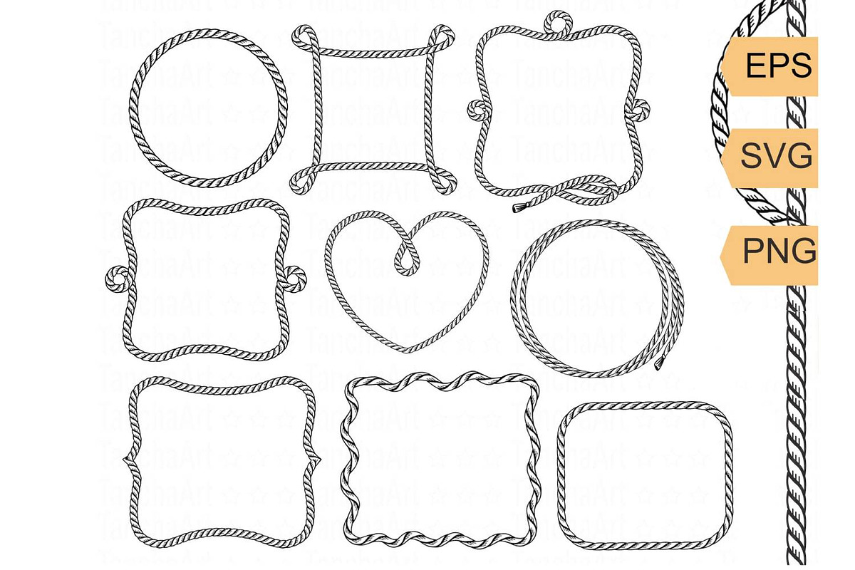 Rope Frame Bundle Rope Lasso SVG PNG, a Graphic by TanchaArt (Photo 1 of 3)