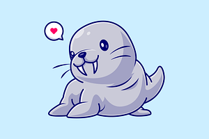Cute Walrus Cartoon Illustration, an Animal Illustration by Catalyst Labs