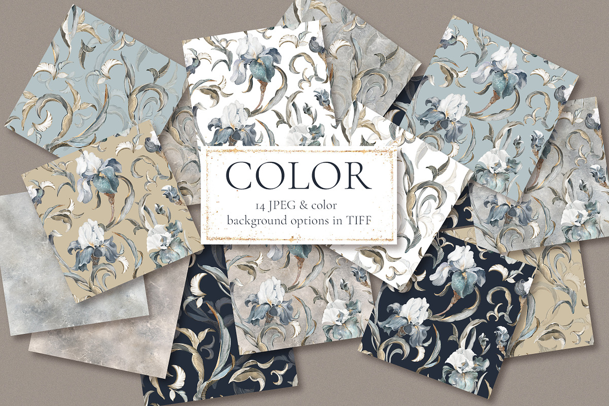 IRISES floral seamless patterns, a Pattern Graphic by Lisima (Photo 6 of 14)