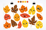 Kawaii Fall Leaves, an Illustration by PrettyBundles (Thumbnail 2 of 5)