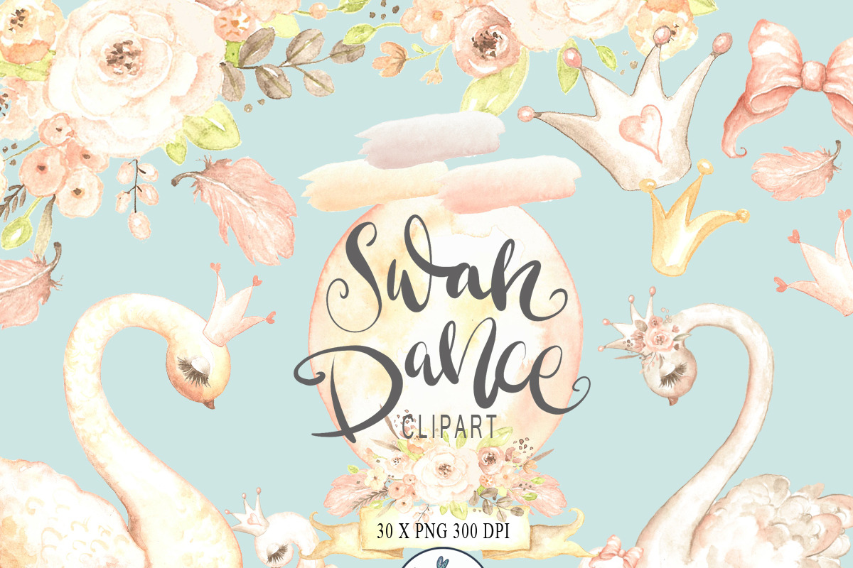 Swan Clipart, Watercolor Swan, an Illustration by Monique Digital Art