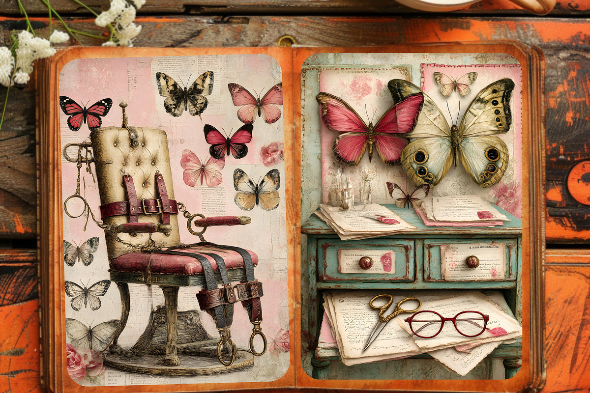ASYLUM JUNK JOURNAL PAGES, a Person Illustration by Daring Digies (Photo 9 of 9)