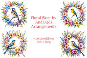Birds and Flowers Decorative Wreaths, a Decorative Illustration by Milla_Zelenyuk_art (Thumbnail 1 of 3)