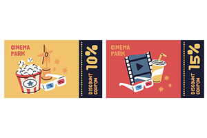 Cinema tickets design. Movie coupons, an Object Illustration by YummyBuum