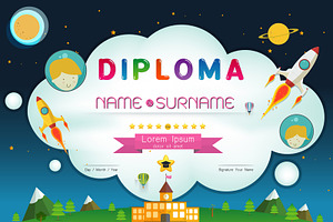 Certificate kids diploma, a Card Template by essense
