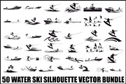Water Ski Silhouette Vector Bundle, an Illustration by Designs_River (Thumbnail 1 of 51)
