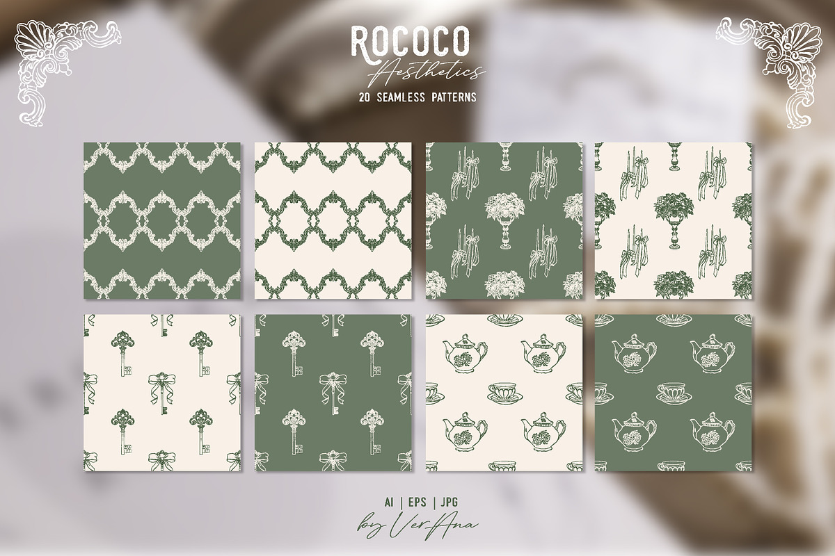 Rococo Aesthetics Vintage Vector Set, an Object Illustration by VerAna (Photo 8 of 17)