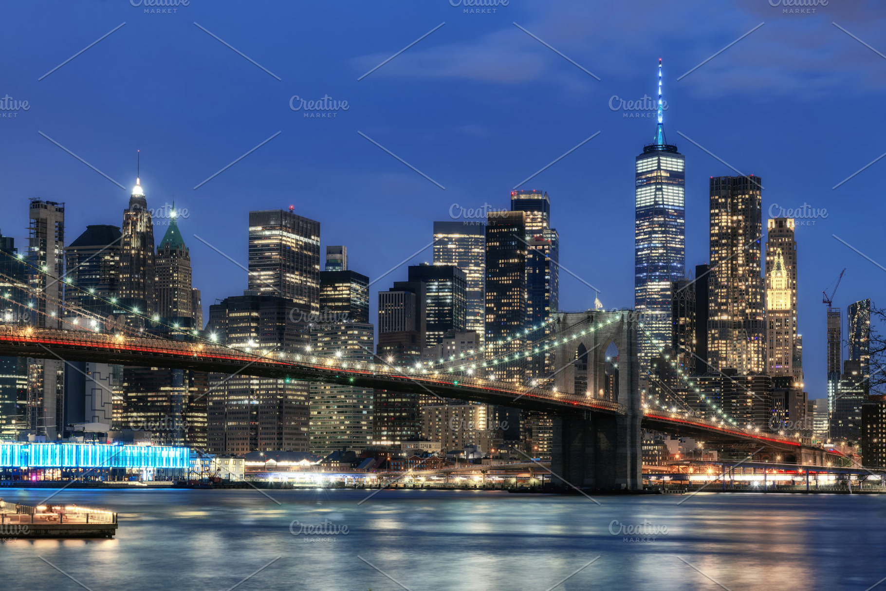 Manhattan skyline at night, an Architecture Photo by Lucky Photographer