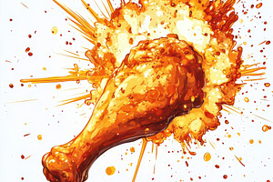 Fried chicken leg vector illustratio, a Food & Drink Photo by Pixeness Studio