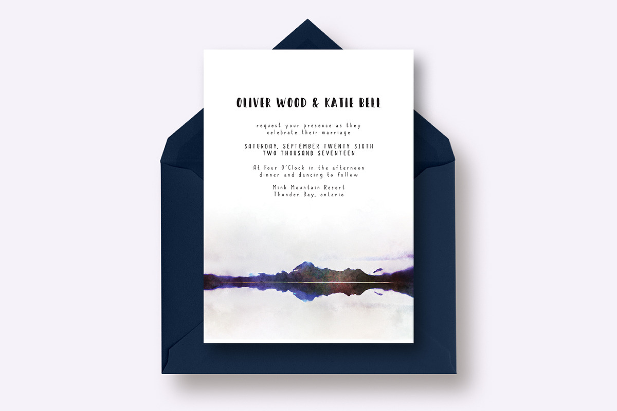 Mountain Reflection Wedding Suite, an Invitation Template by Knotted Design (Photo 2 of 4)
