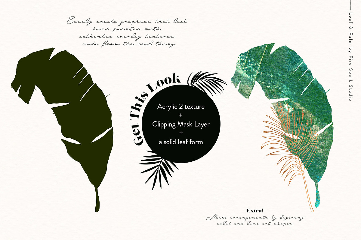 Palm Leaf Vectors and Textures, a Texture Illustration by Fire Spark Studio (Photo 5 of 7)