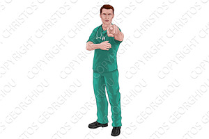 Nurse Doctor Pointing Your Country, a Healthcare Illustration by Christos Georghiou