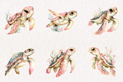 Summer Sea Turtle Clipart, an Illustration by CreationArt (Thumbnail 5 of 7)