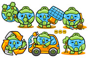Kawaii Cartoon Earth Character Pack, an Object Graphic by MEDZ (Thumbnail 3 of 5)