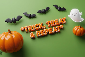 3D Cute Halloween Background