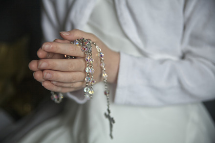 First Communion Rosary Praying Hands