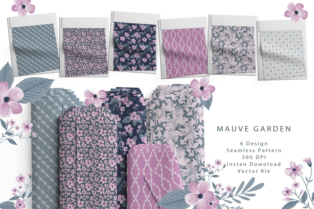 6 Seamless Pattern: Mauve Garden, a Pattern Graphic by StudioCitra (Photo 1 of 11)