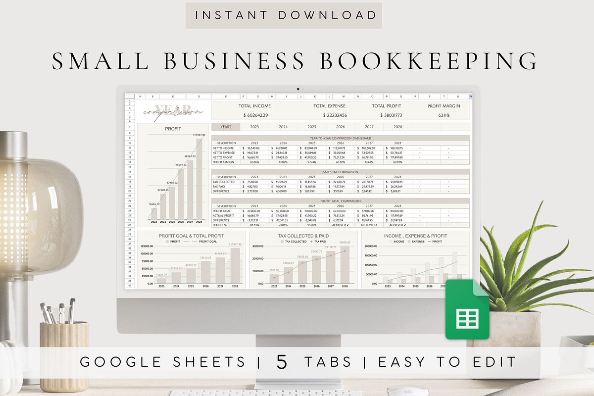Bookkeeping Template Google Sheets, a Templates & Theme by BRANDcontent
