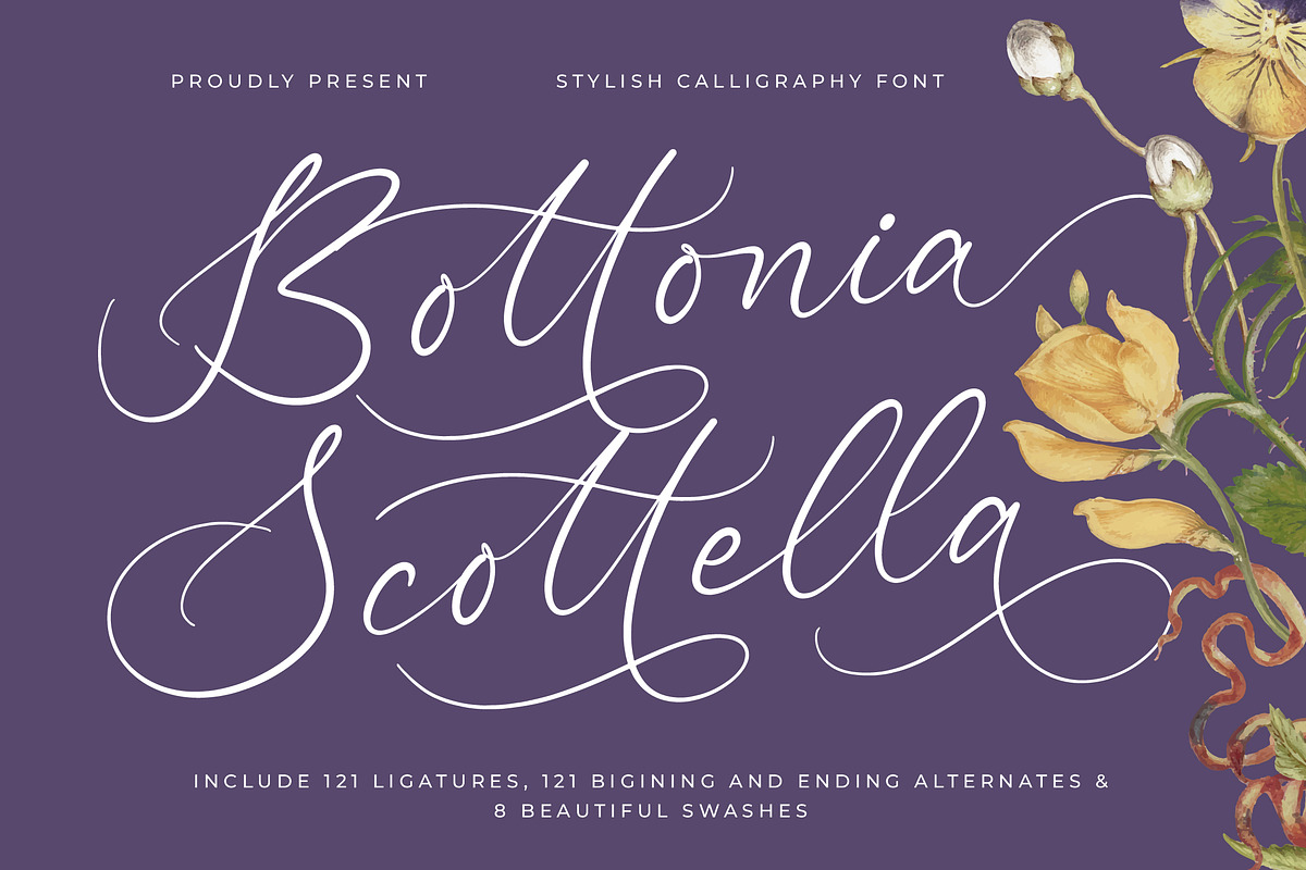 Bottonia Scottella Calligraphy Font, a Script Font by stylishtype.co (Photo 1 of 20)