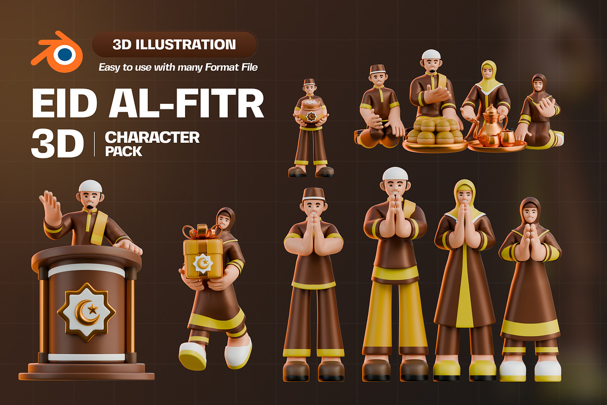 Eid Al-Fitr 3D Character Pack, a Characters & Person 3D Model by Tempcraft (Photo 1 of 5)