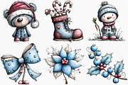 Whimsical Icy Blue Christmas Clipart, an Illustration by Canvas Craft (Thumbnail 4 of 7)