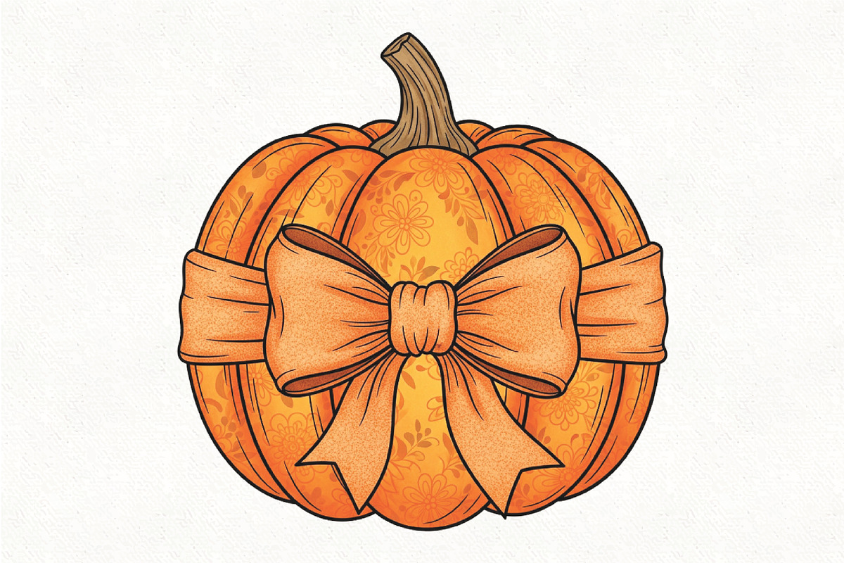 Coquette Pumpkin Grandmillennial PNG, an Illustration by CraftArtStudio (Photo 1 of 4)