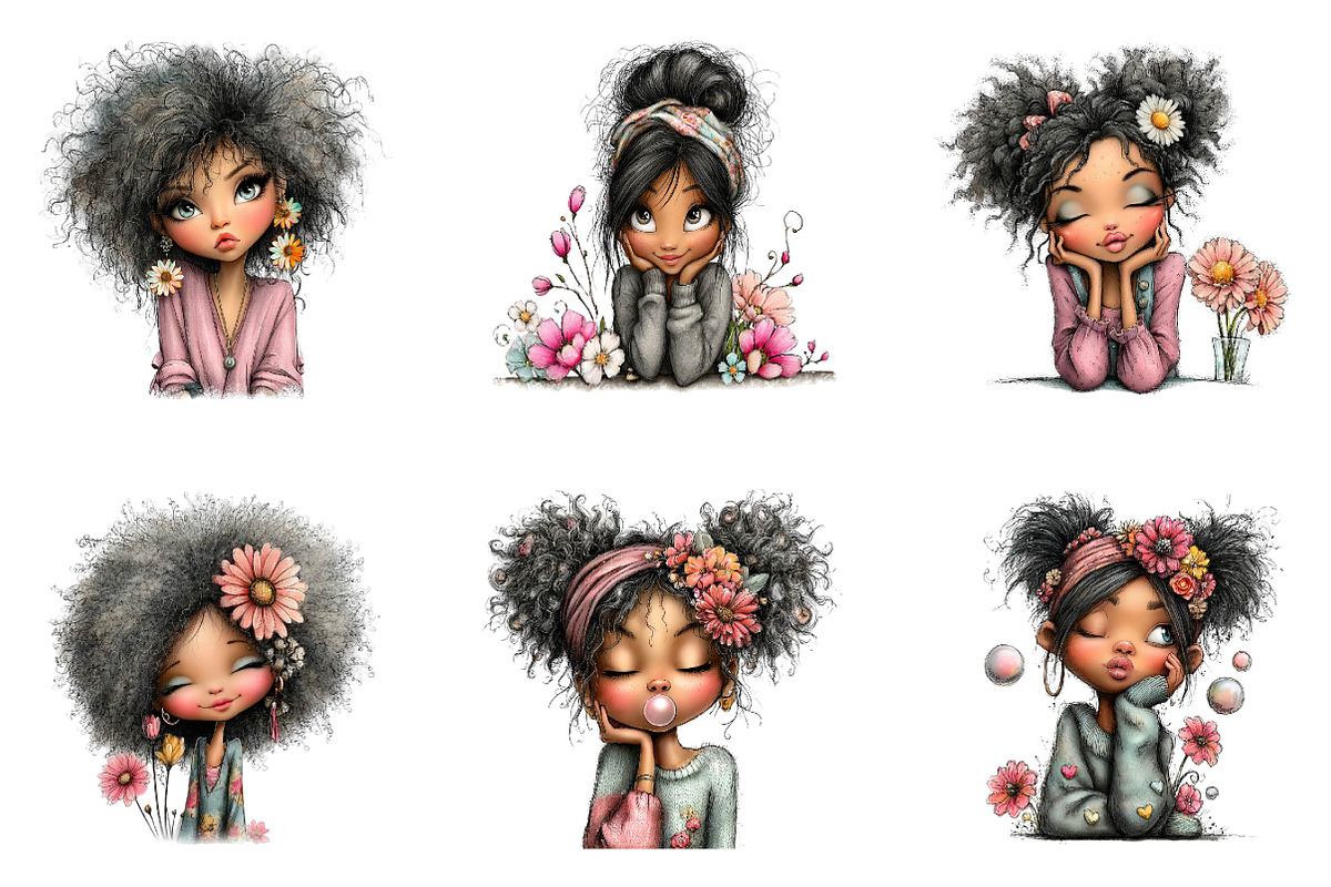 Spring Black Woman Clipart, an Illustration by CreationArt (Photo 2 of 7)