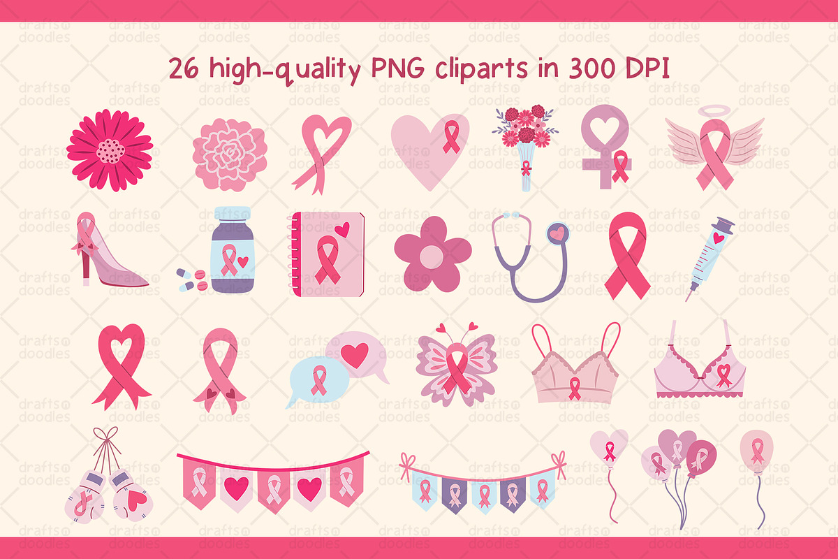 Breast Cancer Awareness Graphic Set, a Pattern Graphic by Drafts n Doodles (Photo 2 of 6)