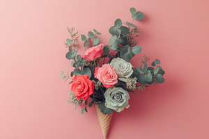 Floral arrangement in a cone shape, a Photo by Beautiful things