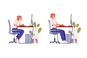 Good & bad postures at computer desk, a Person Illustration by Good Studio (Thumbnail 2 of 3)